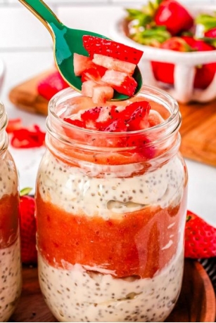 Chia Seeds Parfait With Greek Yogurt And Strawberry