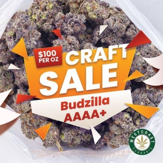 West Coast Cannabis Craft Sale $100.00 AAAA+ Budzilla! While Supplies Last!