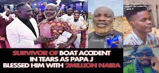 Breaking News: See How Billionaire Prophet Jeremiah Fufeyin Blessed Mr THANKGOD IKOMA With 2 Million Naira, A Survivor Of The Infamous Boat Accident That Took The Lives Of Junior Pope And 4 Others (watch Videos)