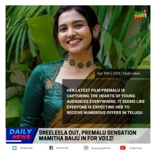 Sreeleela Out, Premalu Sensation Mamitha Baiju In For Vd12!