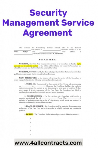 Security Management Service Agreement - Sample Template