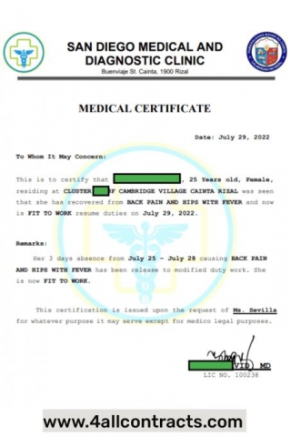 Fit To Work Medical Certificate PDF
