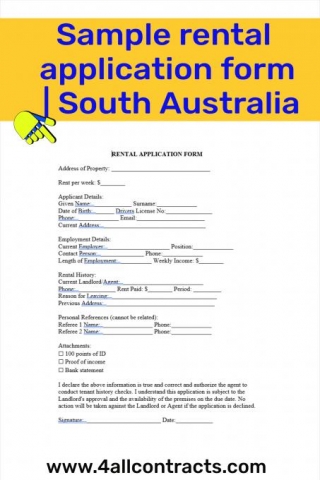 Sample Rental Application Form | South Australia