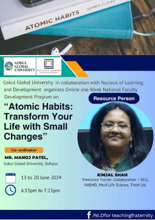 Online National FDP On Atomic Habits By Gokul Global University [With Certificate, Interactive Workshop]: Apply Now!