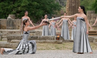 Flame For The Olympic Games Paris 2024 Lit In A Symbolic Ceremony In Ancient Olympia
