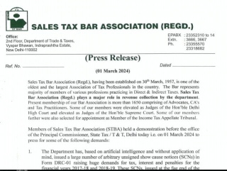 Delhi Sales Tax Bar Demonstration Against Vague Notices And Orders Of Deptt