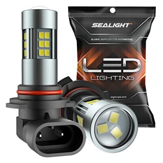 SEALIGHT 9006/HB4 LED Fog Light Bulbs, 6000K Xenon White, 27 SMD Chips, 360-degree Illumination, Non-polarity, Pack Of 2