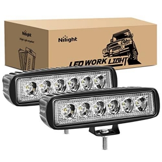 Nilight 2PCS 18w LED Spot Work Light Off Road Led Lights Bar Fog Driving Bar Jeep Lamp,2 Years Warranty