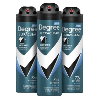 Degree Men Antiperspirant Spray Black + White 3 Count Protects From Deodorant Stains Instantly Dry Spray Deodorant 3.8 Oz