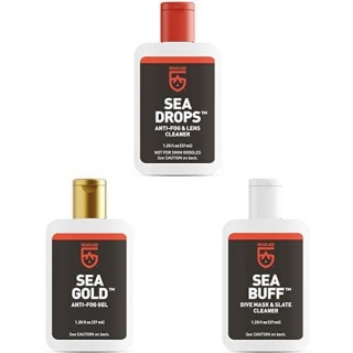 GEAR AID Dive And Snorkel Mask Cleaning And Anti-Fog Bundle, Includes Sea Drops Anti-fog And Cleaner, Sea Gold Long Lasting Anti-Fog Gel, Sea Buff Cleaner