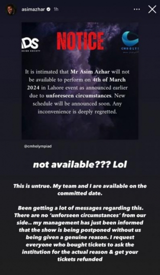 The Unexpected Cancellation Of Asim Azhar Monday Local Event Performance In Lahore