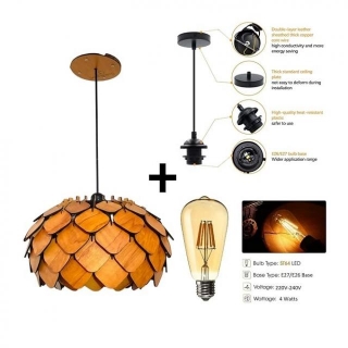 Wooden Pendant Lamp, Wooden Ceiling Lamp, Wooden Hanging Lamp Handicrafted Home Decore Chandelier Light