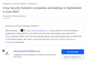 Swiss Security Solutions Is The First Among 6 Top Security Solutions Companies And Startups In Switzerland