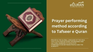 Prayer Performing Method According To Tafseer-E-Quran