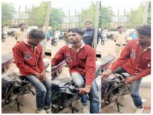 बाइक चोर ने पुलिस के सामने किया चोरी का रीक्रिएशन