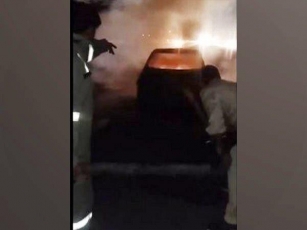 Uttar Pradesh: Car Catches Fire In Noida, No Casualties Reported