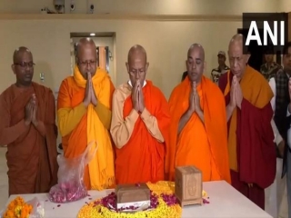 Group Of Monks Receive Relics Of Lord Buddha Before Its Sacred Journey To Thailand