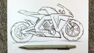 How To Draw A Motorcycle Step By Step / Drawing A Sports Bike  / Easy Drawing Tutorials