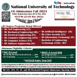 National University Of Technology Fall Admissions 2024 In Islamabad