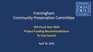 FINAL Community Preservation Committee (CPC) Recommendations For 2024