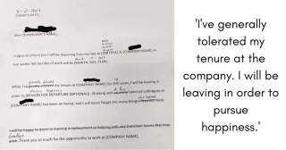 Employee Quits Their Job With Epic Resignation Letter And It's A Mood