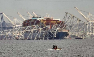 Francis Scott Key Bridge Collapses In A Matter Of Seconds After Cargo Ships Slams Into Column