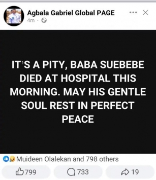 Veteran Actor Baba Suebebe Is Deaath Today