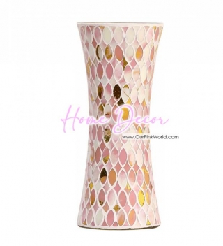 Pink, Mosaic Handmade Glass Flower Vase. (Large Size)
