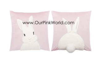 3D Embroidered Bunny Rabbit Velvet Throw Pillowcase - Easter Decorations.