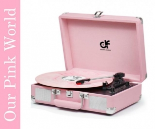 Vintage Pink Suitcase Record Player - 3-Speed Turntable With Bluetooth, USB Recording, MP3 Converter, Speakers.