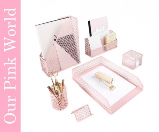 Pink Desk Organizer Set.