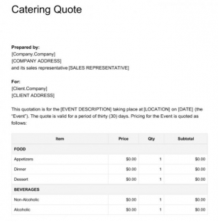 Catering Quotation Templates: Discover The Secrets To Winning More Business