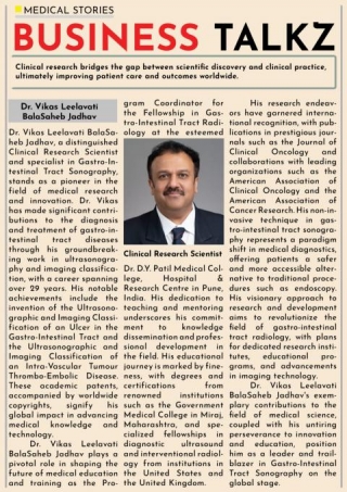 Business Talkz Online Newspaper Presenting Dr. Vikas Leelavati BalaSaheb Jadhav