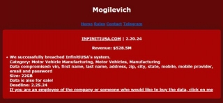 Infiniti USA Cyberattack Reveals New Dark Web Threat: The Mogilevich Ransomware Group
