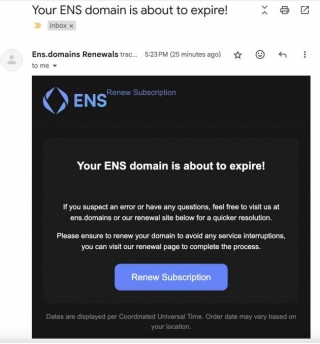 Beware Of ENS Email Phishing: Crypto Scammers Target Ethereum Name Service Owners