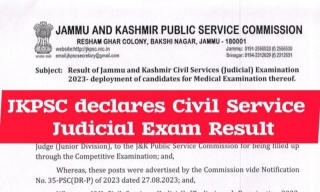 JKPSC Declares Civil Service Judicial Exam Result