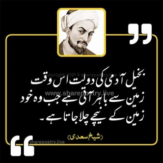 Sheikh Saadi Quotes In Urdu - Bakhil Aadami Ki Daulat
