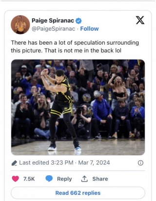 Paige Spiranac Jokes She Is NOT The Woman Photobombing Steph Curry In His Iconic Golf Celebration