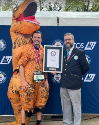 Leigh Man Breaks World Record Clocking Fastest Marathon In Inflatable Costume