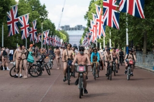 Record Turnout For World Naked Bike Ride In London
