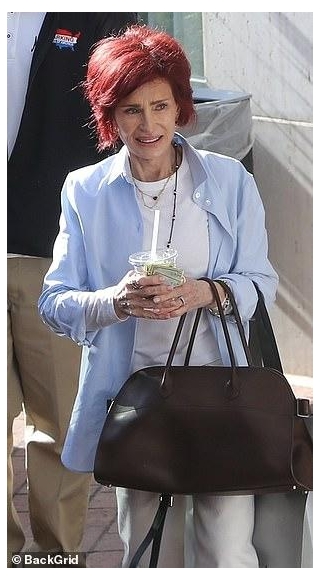 Sharon Osbourne, 71, Looks Chic In A Blue Shirt And Ivory Trousers With Granddaughter Pearl, 12, During Shopping Trip In LA