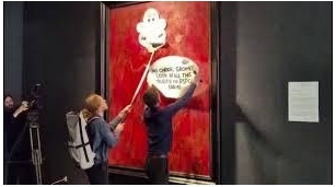 Activists Vandalize Portrait Of King Charles III At London Gallery