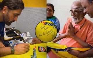 [Watch] MS Dhoni Gifts 103-year-old CSK Fan Autographed Jersey