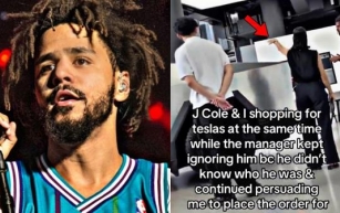 J. Cole Seemingly Ignored by Employees at a Tesla Dealership While Recognized by Fan