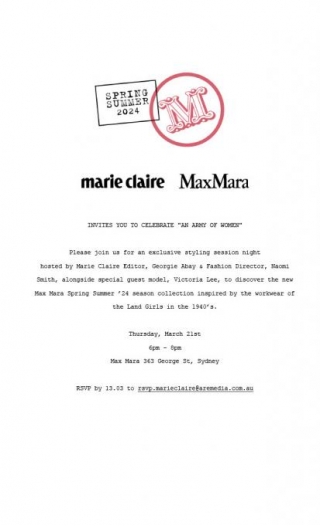 Join Marie Claire And Max Mara For An Exclusive Styling Session | Marie Claire
