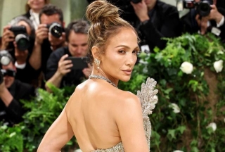 Whoa, J.Lo Chose A *Completely* Sheer, Crystal-Covered Gown For The Met Gala