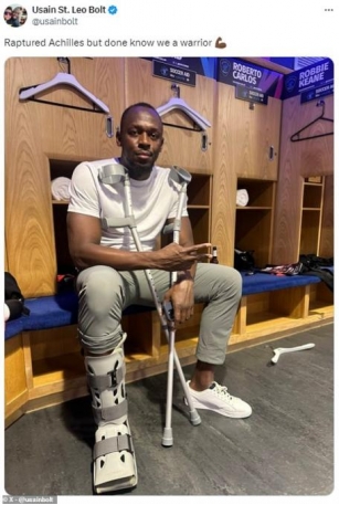 Usain Bolt Reveals He Suffered A Ruptured Achilles At Soccer Aid… After The Eight-time Olympic Champion Had To Be Taken Off The Pitch On A Stretcher At Stamford Bridge