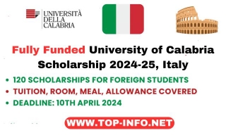 Fully Funded University Of Calabria Scholarship 2024-25, Italy