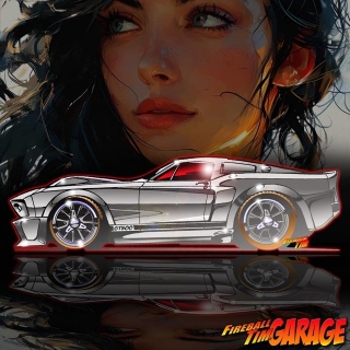 Fireball Breaks Free FOUR New FORD CANVAS CAR ART SKETCHES