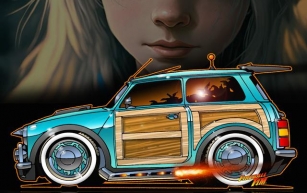 Fireball SKETCHES the ultimate California Mini Cooper Woodie